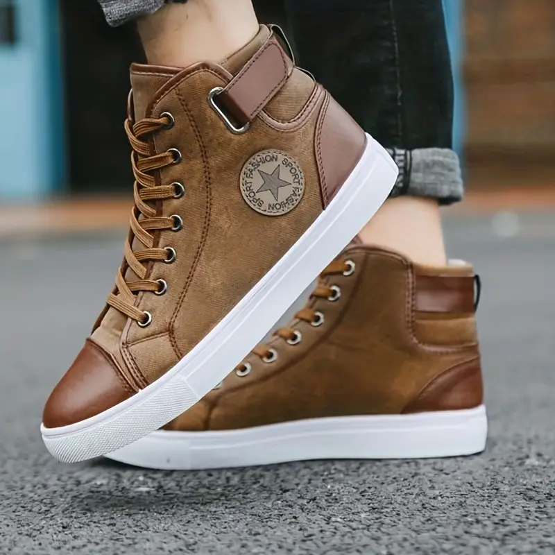 mens high top skate shoes trendy comfy anti skid breathable sneakers with platform details 4