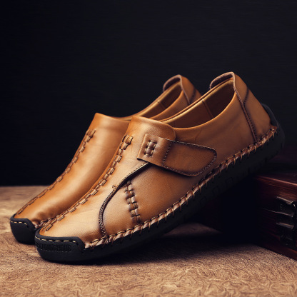 🔥Last Day 70% OFF ⏰Men's Comfy Lightweight Hand Stitching Leather Shoes - Proven Plantar Fasciitis, Foot and Heel Pain Relief