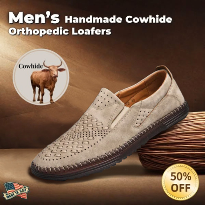 Last day 50% off 🔥Men's genuine leather lightweight breathable casual orthopedic loafers - Breathable And Dry For Healthy Feet