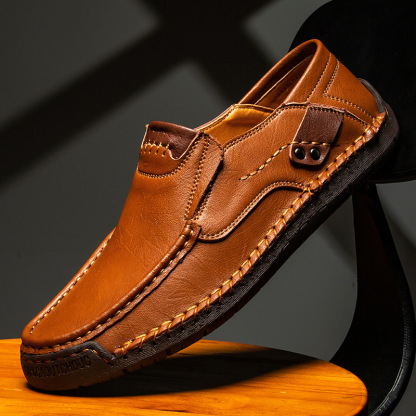 ⏰Hot Sale! 50% OFF 🔥 Men's Handmade Genuine Leather Slip-On Loafers - Experience Painless Walking