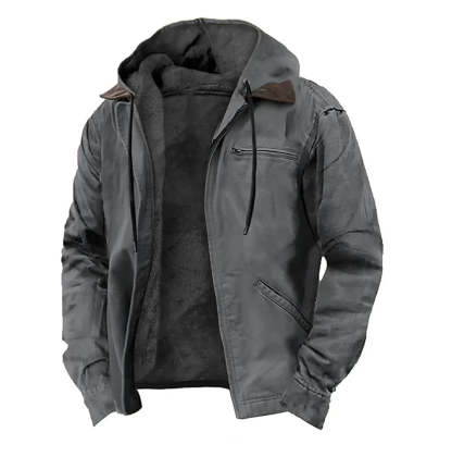Men's Casual Fleece Hooded Jacket
