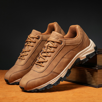 MEN'S COMFORTABLE GENUINE LEATHER SNEAKERS WITH ARCH SUPPORT AND SHOCK ABSORPTION