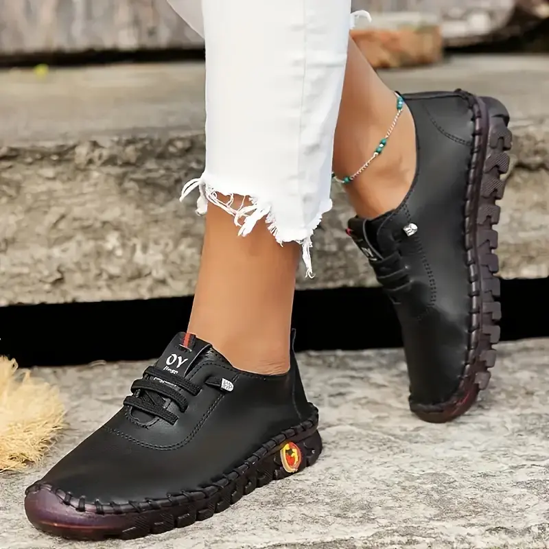 🔥Last Day Promotion 70% OFF⏰ - Women's Comfortable Flat Leather Sneakers - Proven Plantar Fasciitis, Foot and Heel Pain Relief