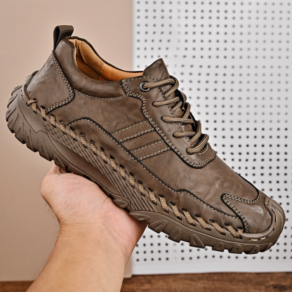 ⏰Promotion - 70% OFF🔥Men's All Season Handcrafted Genuine Leather Outdoors Durable Soft Sole Anti Slip Shoes - Podiatrist Approved Style Recommended