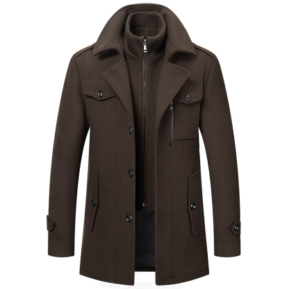 Autumn Winter Men's Wool Coat Cold Men Woolen Overcoat Double Collar Casual