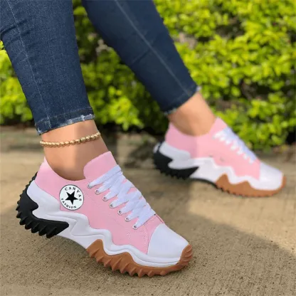 🔥Last Day 50% OFF ⏰Eyelet Lace-up Contrast Paneled Muffin Sneakers - Proven Plantar Fasciitis, Foot and Heel Pain Relief