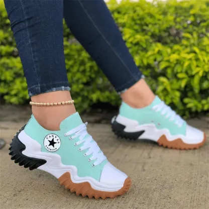 🔥Last Day 50% OFF ⏰Eyelet Lace-up Contrast Paneled Muffin Sneakers - Proven Plantar Fasciitis, Foot and Heel Pain Relief