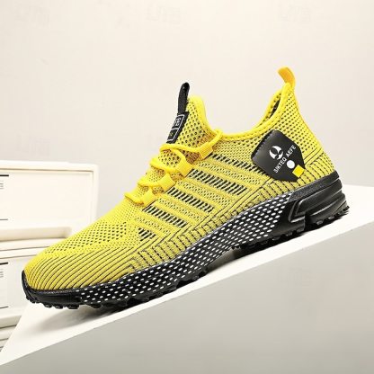 ⏰LIMITED SALE 70% OFF🔥Men's Yellow Athletic Sneakers - Breathable Mesh Lace-Up Running Shoes for Training & Casual Sports