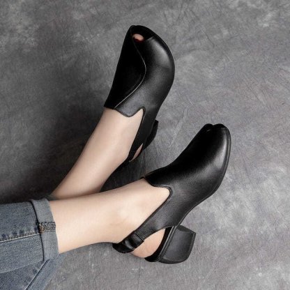 🔥Last Day 50% OFF ⏰Soft-Soled Retro Leather Fish Mouth Women's Shoes - Proven Plantar Fasciitis, Foot and Heel Pain Relief