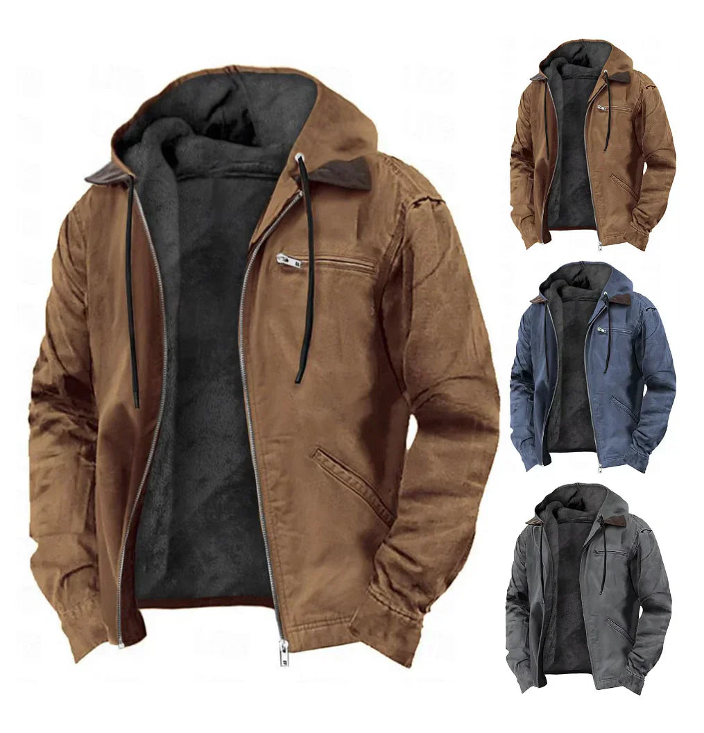 Men's Casual Fleece Hooded Jacket