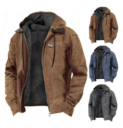 Men's Casual Fleece Hooded Jacket