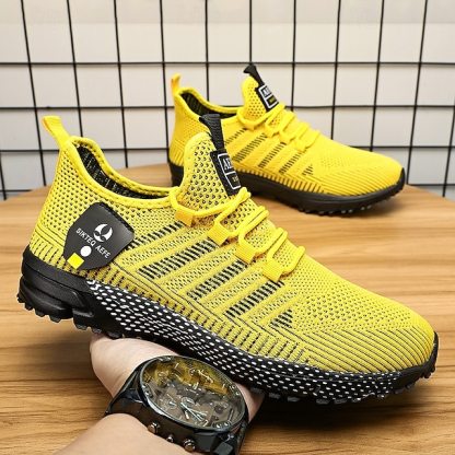 ⏰LIMITED SALE 70% OFF🔥Men's Yellow Athletic Sneakers - Breathable Mesh Lace-Up Running Shoes for Training & Casual Sports