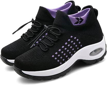 Women's Slip on Trainers Thick Bottom Air Cushion Walking Shoes Breathable Mesh Sneakers Orthopedic Shoes