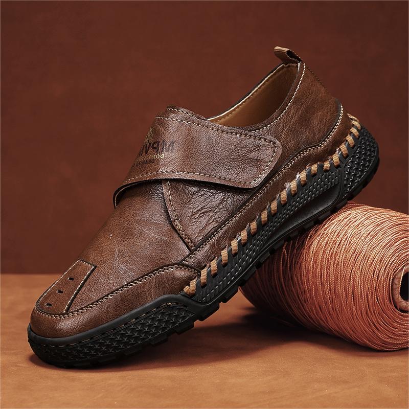 🔥Limited Time Offer 70% OFF🔥Men's Handcrafted Genuine Leather Orthopedic Velcro Loafers - Improve Posture and Get Rid of Painless Walking and Standing