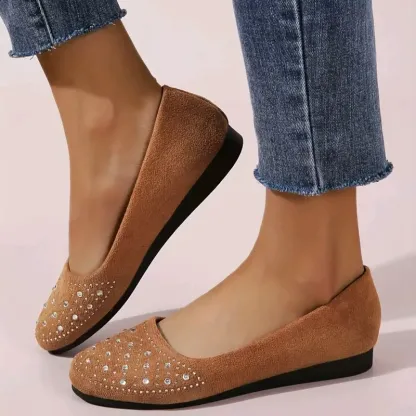 🔥Last Day 50% OFF ⏰Women's Flats Plus Size Flat Heel Round Toe Suede Loafer- Proven Plantar Fasciitis, Foot and Heel Pain Relief