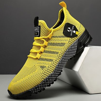 ⏰LIMITED SALE 70% OFF🔥Men's Yellow Athletic Sneakers - Breathable Mesh Lace-Up Running Shoes for Training & Casual Sports