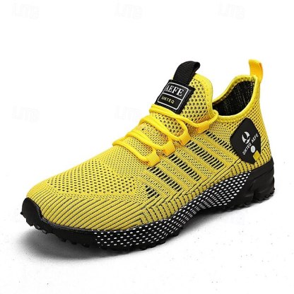 ⏰LIMITED SALE 70% OFF🔥Men's Yellow Athletic Sneakers - Breathable Mesh Lace-Up Running Shoes for Training & Casual Sports