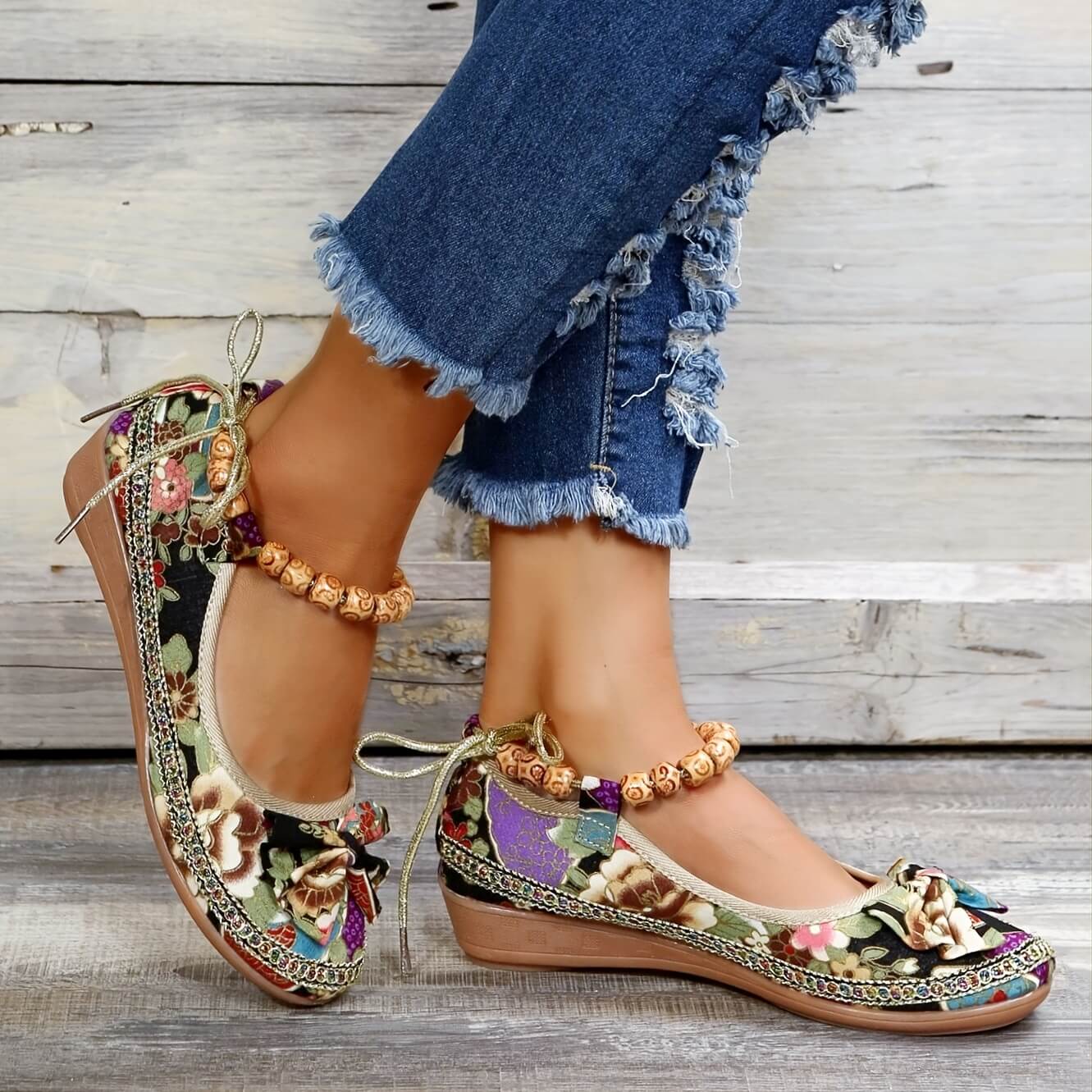 🎁Spring Sale 50% OFF⏳Women's Floral Print Flat Sandals Shoes - Proven Plantar Fasciitis, Foot and Heel Pain Relief
