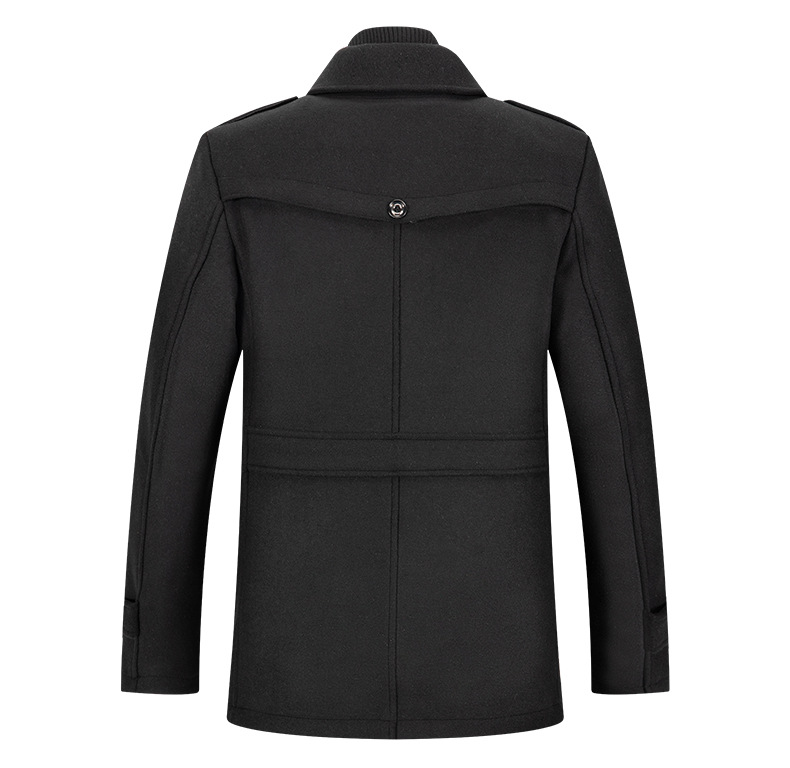 Autumn Winter Men's Wool Coat Cold Men Woolen Overcoat Double Collar Casual