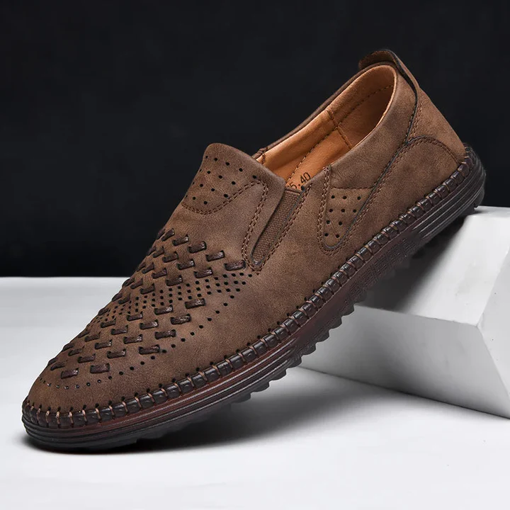 Last day 50% off 🔥Men's genuine leather lightweight breathable casual orthopedic loafers - Breathable And Dry For Healthy Feet