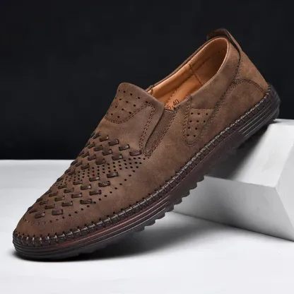 Last day 50% off 🔥Men's genuine leather lightweight breathable casual orthopedic loafers - Breathable And Dry For Healthy Feet