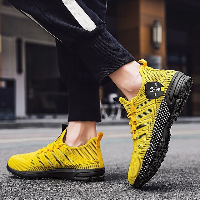 ⏰LIMITED SALE 70% OFF🔥Men's Yellow Athletic Sneakers - Breathable Mesh Lace-Up Running Shoes for Training & Casual Sports