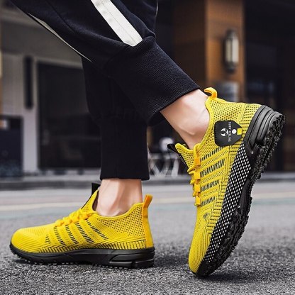 ⏰LIMITED SALE 70% OFF🔥Men's Yellow Athletic Sneakers - Breathable Mesh Lace-Up Running Shoes for Training & Casual Sports
