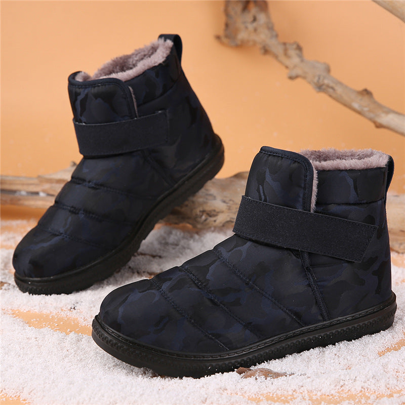 (⏰Limited Time 70% Discount Event) Men's 2024 Winter New Warm Waterproof Non-Slip Puncture-Resistant Velcro Slip-On Snow Boots Ankle Support Orthopedic Wide Toe Arch Support Cotton Shoes