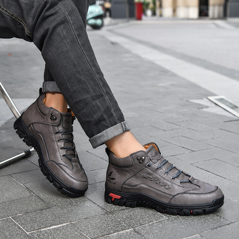 (⏰Last Day 70% OFF🔥)Men's Comfortable Wear-resistant Orthopedic Hand-sewn Leather Shoes - Shock Absorbing Effect, Relaxes Muscles And Relieves Foot Pain