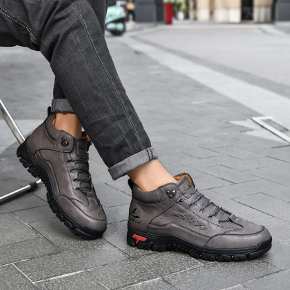 (⏰Last Day 70% OFF🔥)Men's Comfortable Wear-resistant Orthopedic Hand-sewn Leather Shoes - Shock Absorbing Effect, Relaxes Muscles And Relieves Foot Pain