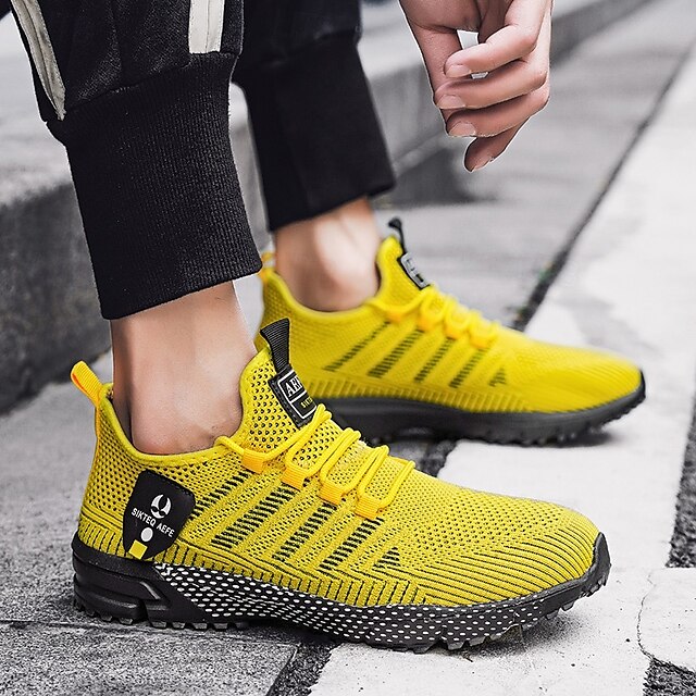 ⏰LIMITED SALE 70% OFF🔥Men's Yellow Athletic Sneakers - Breathable Mesh Lace-Up Running Shoes for Training & Casual Sports