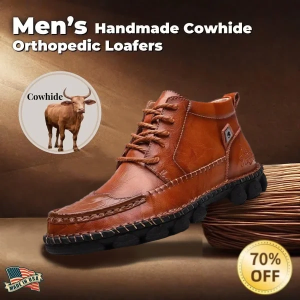 Men's Handcrafted Cowhide Leather Orthopedic Waterproof Ankle Boots