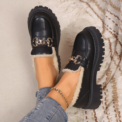 🔥Last Day Promotion 50% OFF⏰Women's Wool Lining Thick Sole Leather Loafers - Proven Plantar Fasciitis, Foot and Heel Pain Relief
