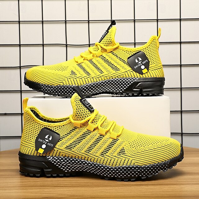 ⏰LIMITED SALE 70% OFF🔥Men's Yellow Athletic Sneakers - Breathable Mesh Lace-Up Running Shoes for Training & Casual Sports