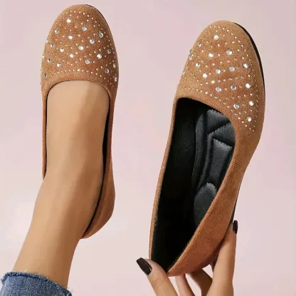 🔥Last Day 50% OFF ⏰Women's Flats Plus Size Flat Heel Round Toe Suede Loafer- Proven Plantar Fasciitis, Foot and Heel Pain Relief