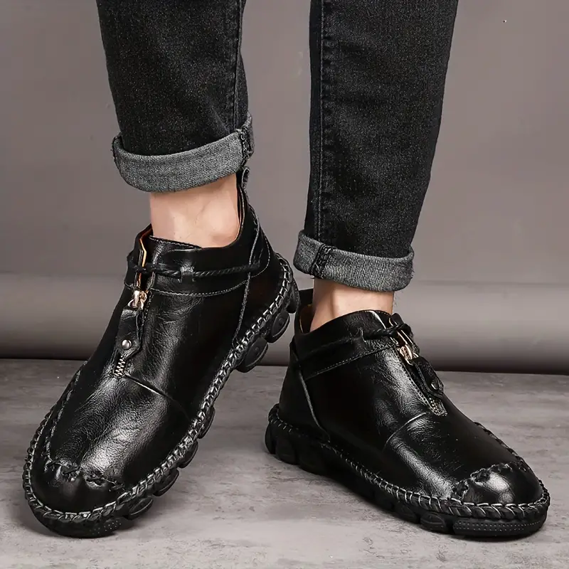 🔥On This Week Sale 70% OFF🔥Men's Orthopedic Non-Slip Comfy Casual Genuine Leather Ankle Boots-Improve Posture and Get Rid of Painless Walking and Standing