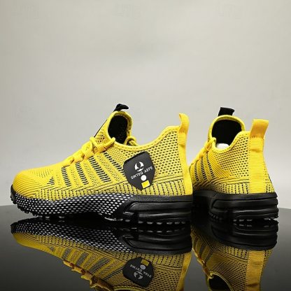 ⏰LIMITED SALE 70% OFF🔥Men's Yellow Athletic Sneakers - Breathable Mesh Lace-Up Running Shoes for Training & Casual Sports