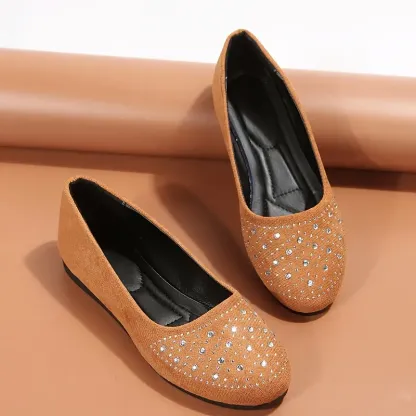 🔥Last Day 50% OFF ⏰Women's Flats Plus Size Flat Heel Round Toe Suede Loafer- Proven Plantar Fasciitis, Foot and Heel Pain Relief