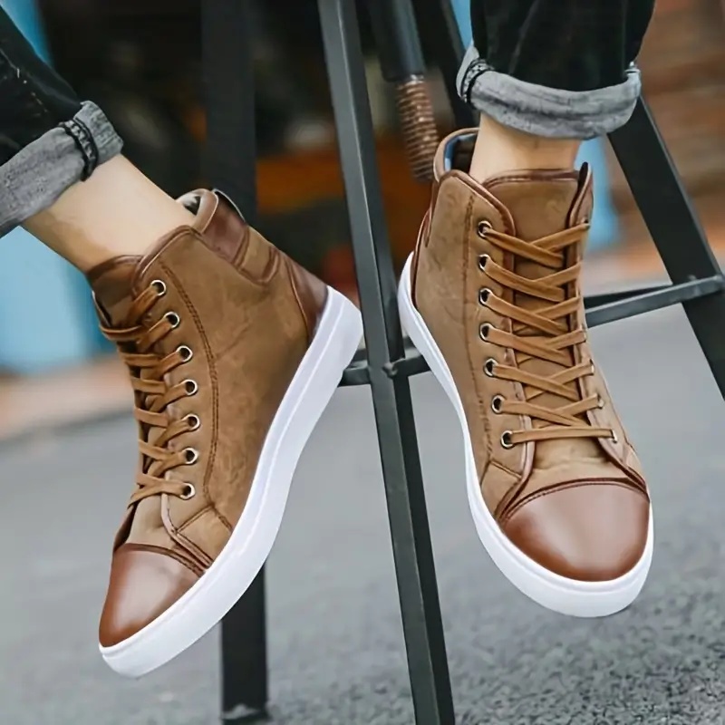 mens high top skate shoes trendy comfy anti skid breathable sneakers with platform details 3