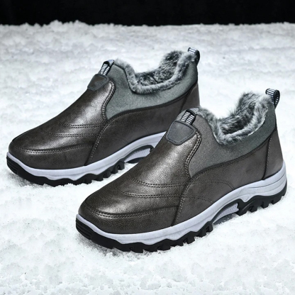 Men's Waterproof Warm Plush Lined Genuine Leather Orthopedic Snow Boots Hiking Boots