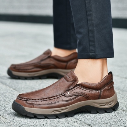 (⏰Promotion - 70% OFF⏰)Men's Italy Genuine Leather Orthopedic Loafers Wear-resistant Anti-skid Slip On Shoes  Daily Office Footwear