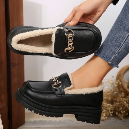 🔥Last Day Promotion 50% OFF⏰Women's Wool Lining Thick Sole Leather Loafers - Proven Plantar Fasciitis, Foot and Heel Pain Relief
