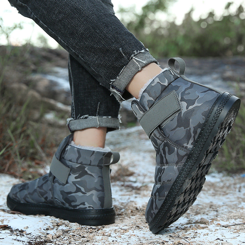 (⏰Limited Time 70% Discount Event) Men's 2024 Winter New Warm Waterproof Non-Slip Puncture-Resistant Velcro Slip-On Snow Boots Ankle Support Orthopedic Wide Toe Arch Support Cotton Shoes