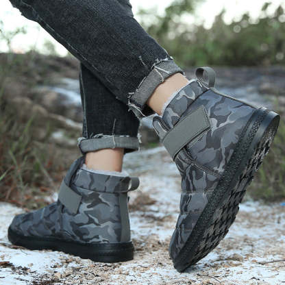 (⏰Limited Time 70% Discount Event) Men's 2024 Winter New Warm Waterproof Non-Slip Puncture-Resistant Velcro Slip-On Snow Boots Ankle Support Orthopedic Wide Toe Arch Support Cotton Shoes