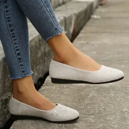 🔥Last Day 50% OFF ⏰Women's Flats Plus Size Flat Heel Round Toe Suede Loafer- Proven Plantar Fasciitis, Foot and Heel Pain Relief