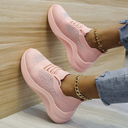 ⏰Promotion - 70% OFF🔥women's rhinestone lace-up orthopedic sports shoes - Proven Plantar Fasciitis, Foot and Heel Pain Relief
