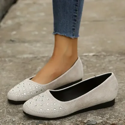 🔥Last Day 50% OFF ⏰Women's Flats Plus Size Flat Heel Round Toe Suede Loafer- Proven Plantar Fasciitis, Foot and Heel Pain Relief