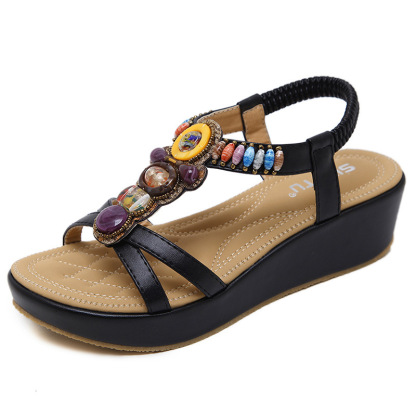 🔥On This Week Sale OFF 70%🔥2025 Bohemian Slope Heel Vintage Beaded Orthopedic Sandal Popular - Improve Posture and Get Rid of Painless Walking and Standing