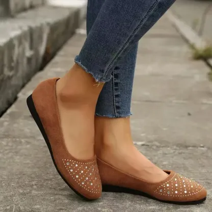 🔥Last Day 50% OFF ⏰Women's Flats Plus Size Flat Heel Round Toe Suede Loafer- Proven Plantar Fasciitis, Foot and Heel Pain Relief
