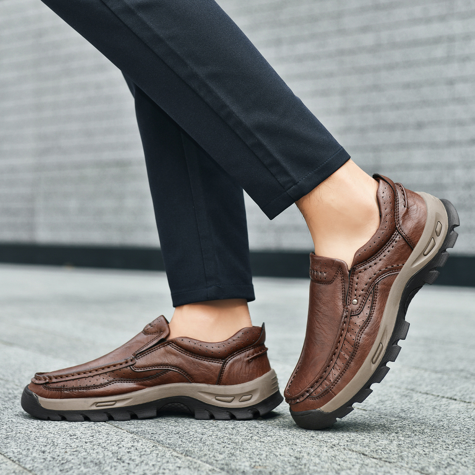 (⏰Promotion - 70% OFF⏰)Men's Italy Genuine Leather Orthopedic Loafers Wear-resistant Anti-skid Slip On Shoes  Daily Office Footwear